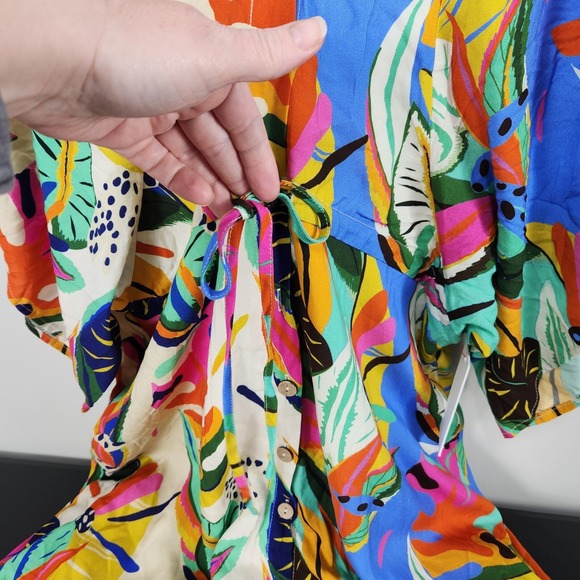 Palms Away Tropical Maxi Dress Oversize Dolman Sleeves Sz S CRUISE VACATION Beac - Picture 11 of 16